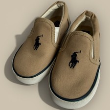 Polo Ralph Lauren Bal Harbour Canvas Slip On Toddler Shoes Sz 7 Preppy Pony Logo
