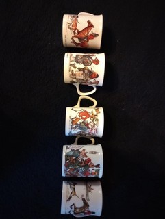 5 X Bryn Parry Hunting shooting fishing Bone China Mugs Excellent Condition