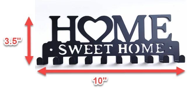 Home Sweet Home Key HooK Rack Black 10 Hooks Wall Mount