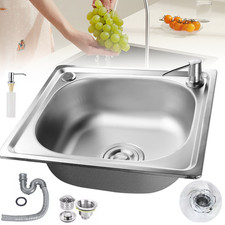 Ultimate Single Bowl Square Stainless Steel Kitchen Laundry Sink Plumbing Waste