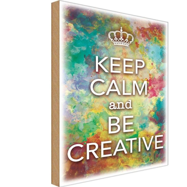 Holzschild 18X12 Cm Keep Calm And Be Creative Deko Geschenk Holz Schild-image