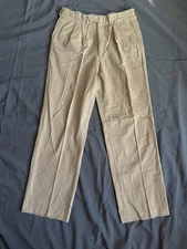 Luciano Barbera Mens Moleskin Brushed Cotton Pants Beige Size 48 (Measures 32)