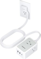 Power Strip with 3 USB 1 USB C 3 Outlets Thin Flat Extension Cord for Travel