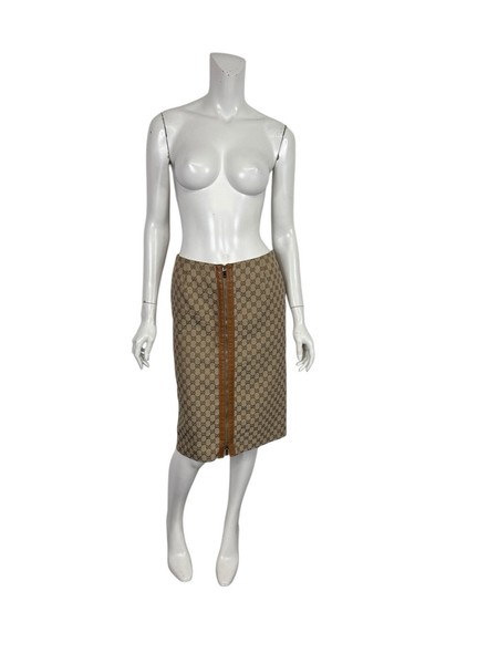 Vtg Gucci by Tom Ford 2000 Brown Monogram Skirt IT42