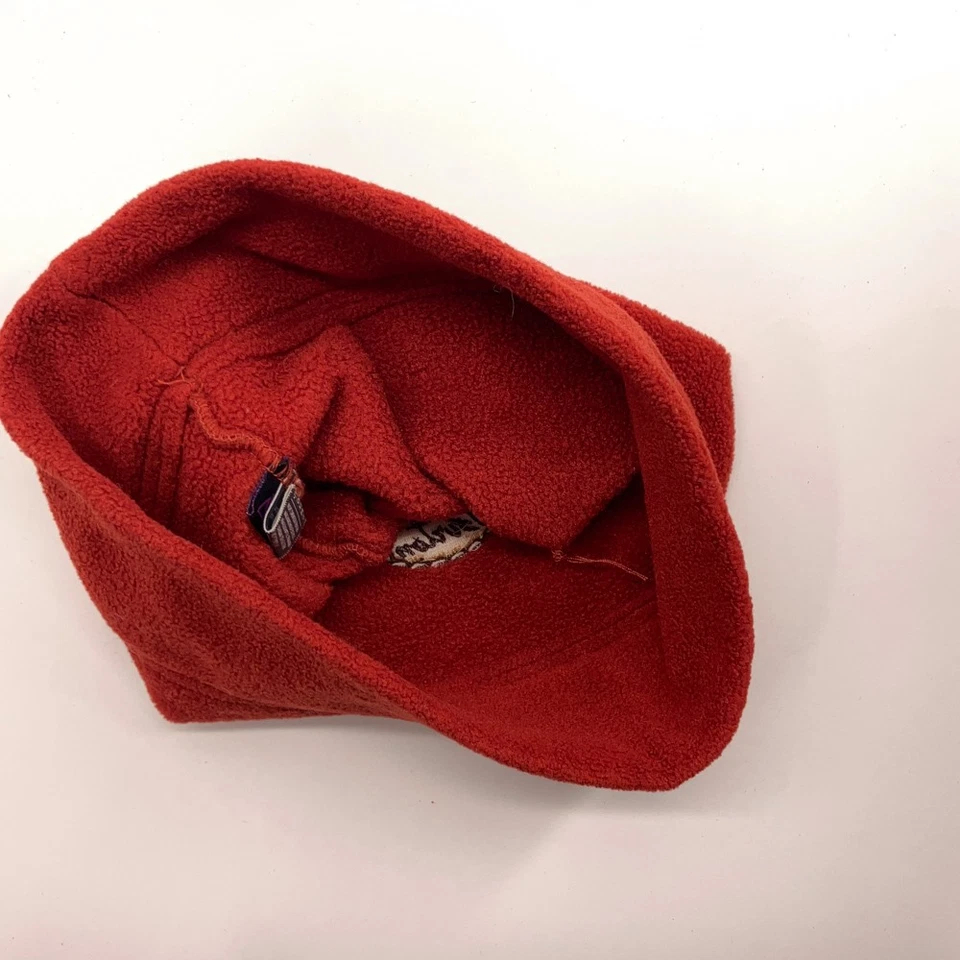 Retro Made USA Burton Snowboard Orange Fleece Winter Hat - Image 3 of 4