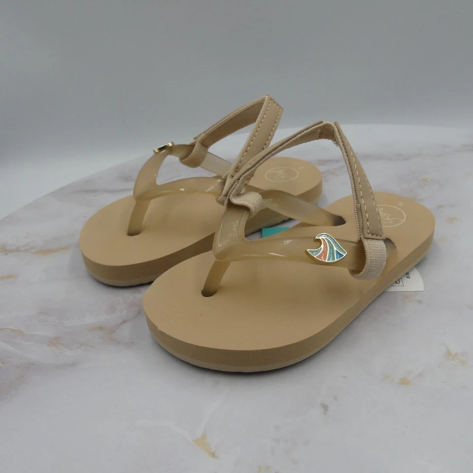 Reef Sandals Toddler Girls 5 Beige Flip Flops Slingback Little Charming Oasis - Image 4 of 4