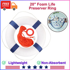 20" Foam Life Preserver Ring W/ 98.4ft Float Lifesaving Rope Throwable Flotation