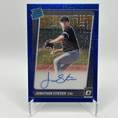 2021 Panini Donruss Optic Rookie Auto #RRS-JS Jonathan Stiever Blue Mojo Prizm