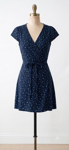 Brandy Melville Navy Blue Robbie dress Floral Wrap Tie Dress One Size Prep Italy