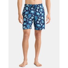 George Men's Novelty UPF 50 Swim Trunks 7" Inseam Navy Sea Turtle 2XL 44-46 