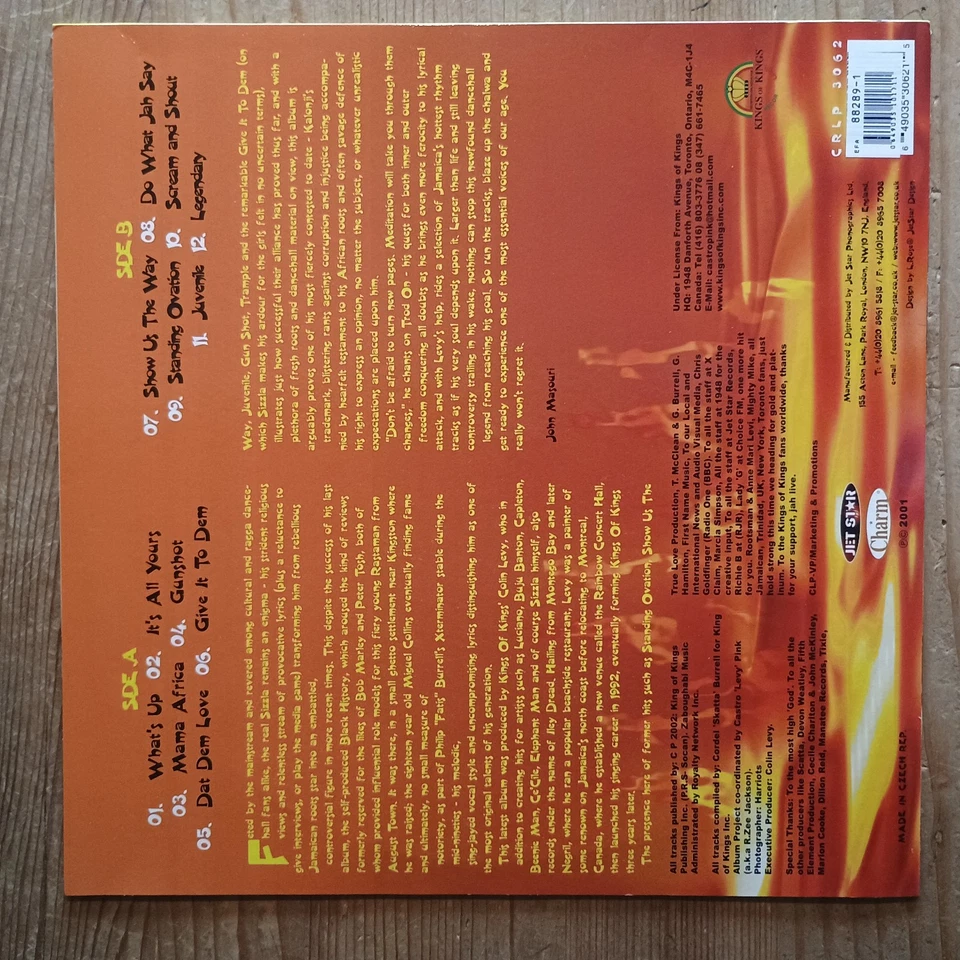 Sizzla ‎– Blaze Up The Chalwa LP UK-2002 1st PRESS VG++/VG++ - Bild 2 von 4