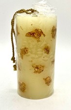 Large Gold-Flecked Light Yellow Holiday Candle 6" tall