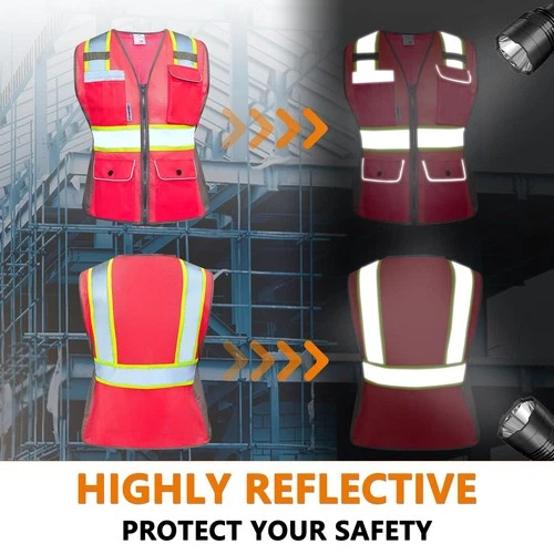 HYCOPROT Safety Vest for Women High Visibility Mesh Reflective X-Small, Pink  image 4