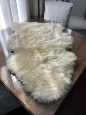 Real Sheepskin Cream Rug Throw Thick Pelt 28x42 LS 