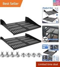 2 Pcs 1U 2U Server Rack Shelf Universal Vented Rack Mount Shelf 19 Inch Netwo...