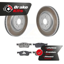 Front Coated Disc Brake Rotors And Semi-Metallic Pad Kit For 2017-2020 Jaguar XE