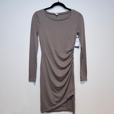 MELROSE & MARKET Brown Ruched Side Long Sleeve Mini Dress Size S NEW