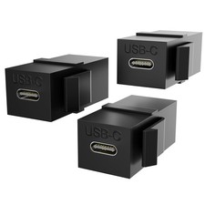 PANPEO USB C Keystone Jack Insert Adapters Female to 3 Pack - Black