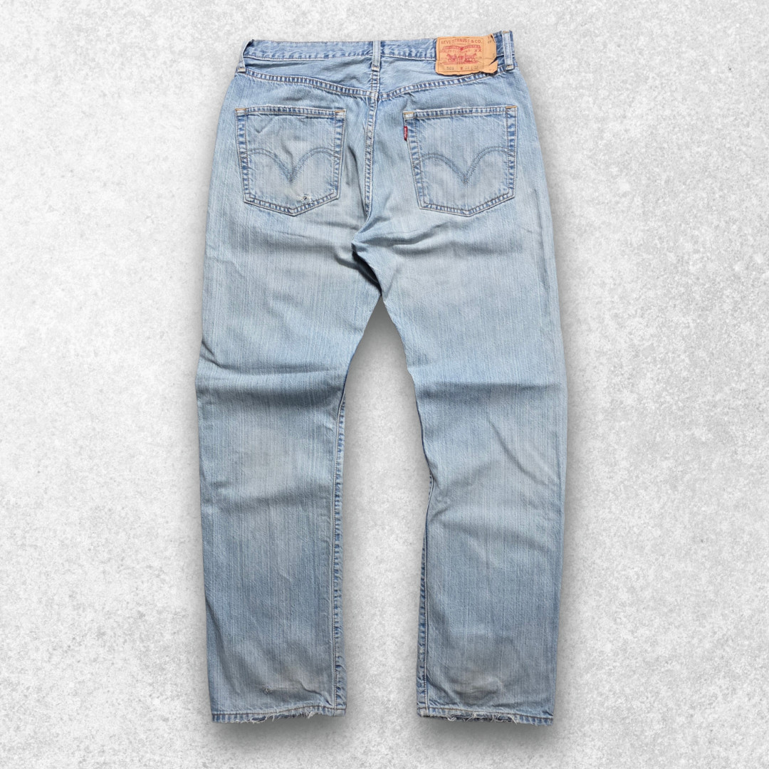Levi’s 501 Jeans W34 L32 Blue Straight Leg 2005 Y2K Distressed Men’s image 2