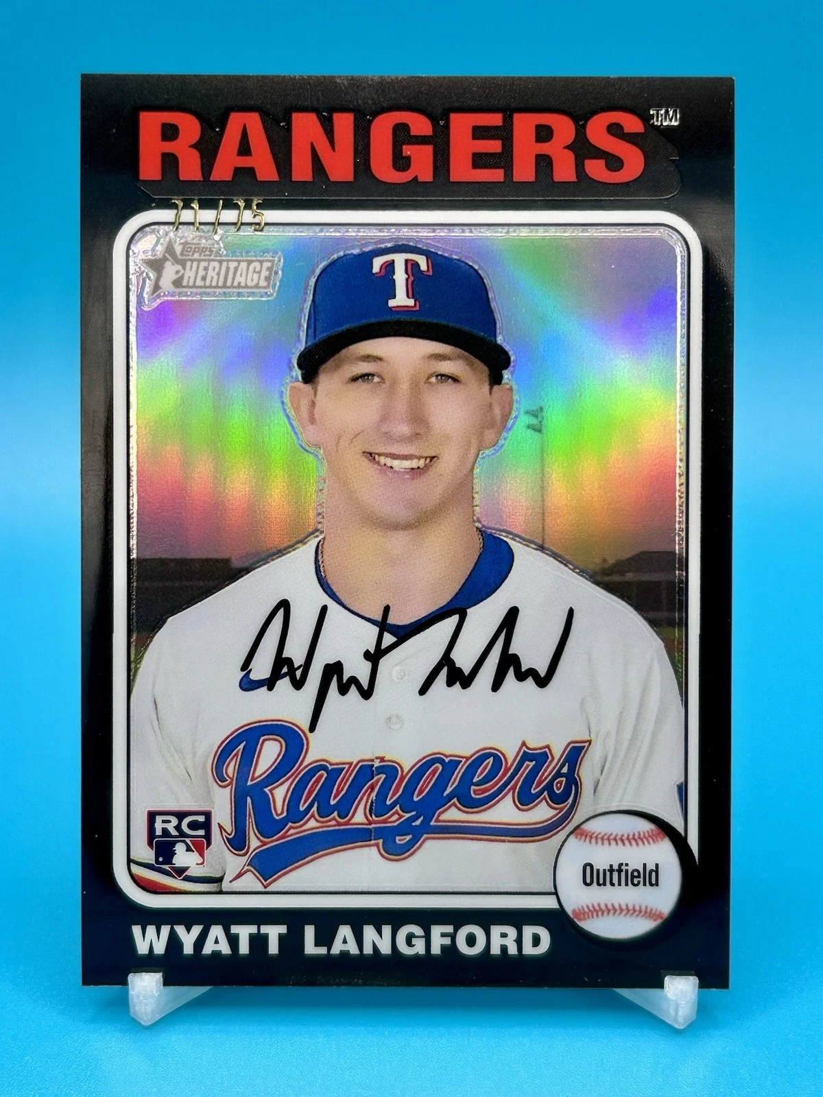 Wyatt Langford 2024 Topps Heritage HN Black Border Chrome RC #71/75 *SEE NOTE*