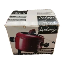 Auberge Chocolate/Cheese Fondue Set With 3 Forks + Sterno New in Box 78 8020