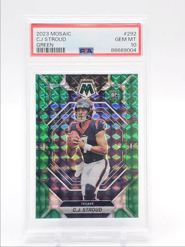 C.J. STROUD 2023 MOSAIC ROOKIE GREEN MOSAIC PRIZM TEXANS RC PSA 10 Q3668