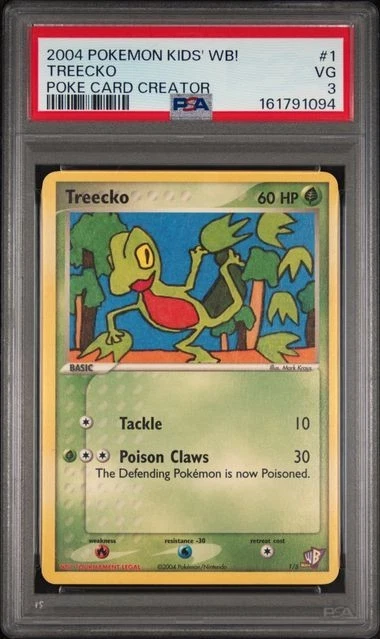 2004 POKEMON KIDS' WB! POKE CARD CREATOR #1 TREECKO PSA 3 VG LOW POP 5