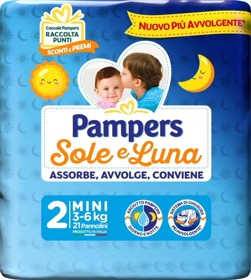 Pampers Soleil&Lune 2 3-6 Kg. 21 Pz.Couches Mini - Photo 1/3