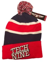 VTG Y2K Deadstock Technine Snowboards Adult stripe Red Outdoor extreme beanie 