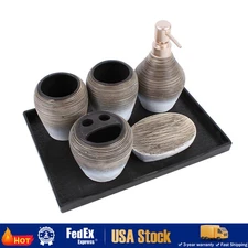 5pcs Bathroom Accessories Set Lotion Dispenser Holder Ceramic Hotel Bathroom