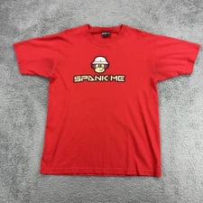 ODM Spank Me Shirt Mens Large Red Graphic Funny Monkey Cartoon Tee 2000s Rare