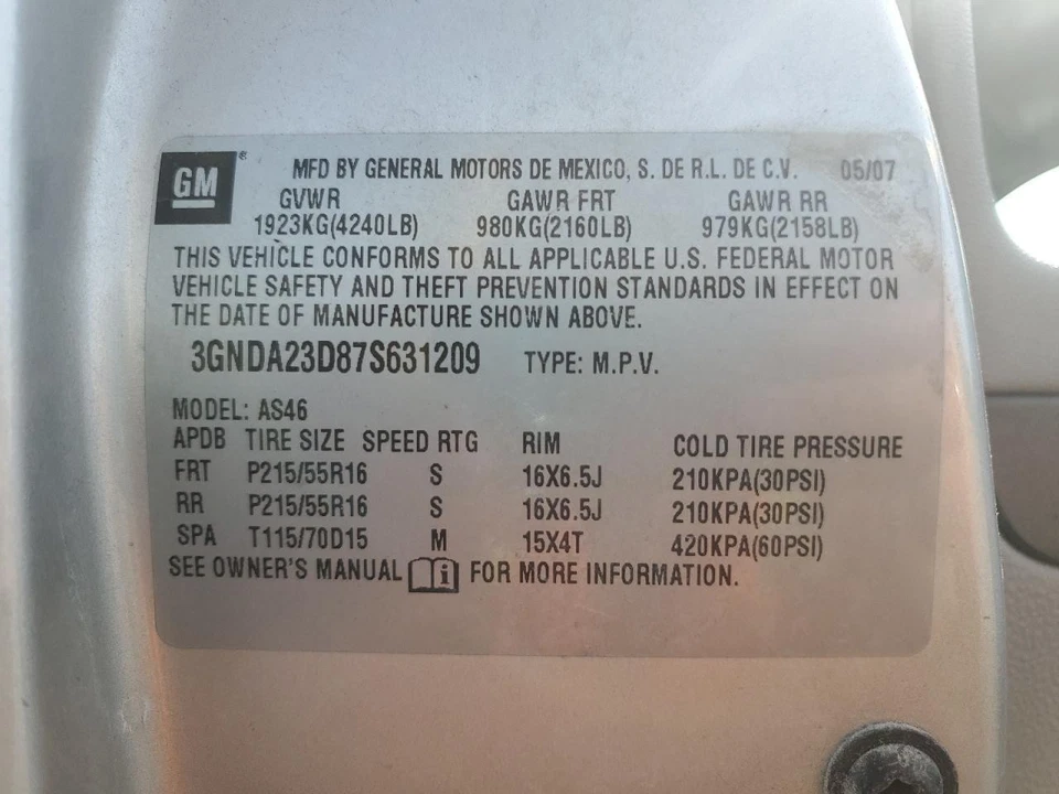 Módulo de control del motor usado (ECM) se adapta a: Chevrolet Hhr 2007 Mod de control electrónico Foto 3 de 4