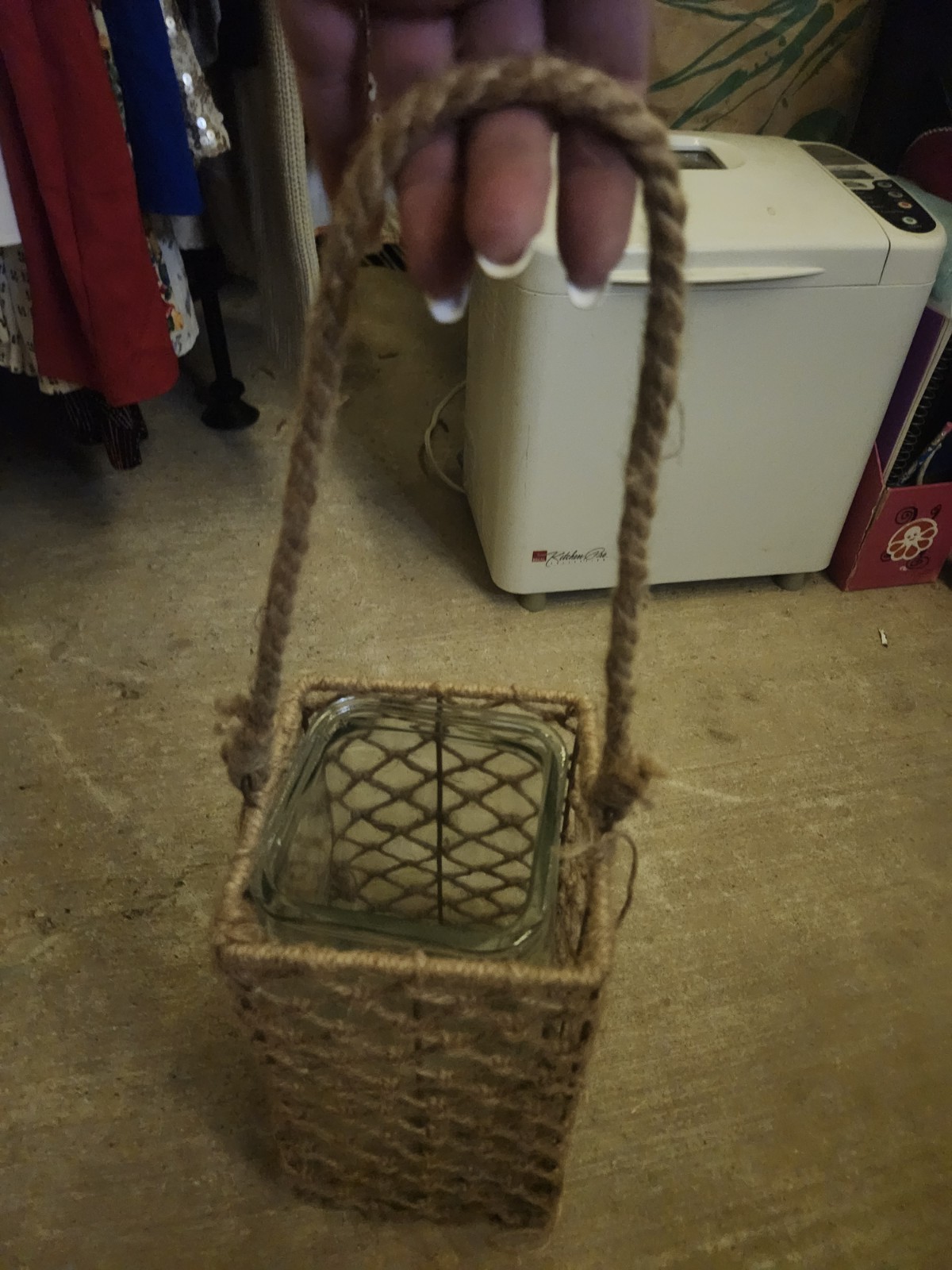 Braided Rope Fishing Net Cover With Handle