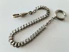 Antique Pocket Watch Chain.  Bonklip type link white metal Good Condition