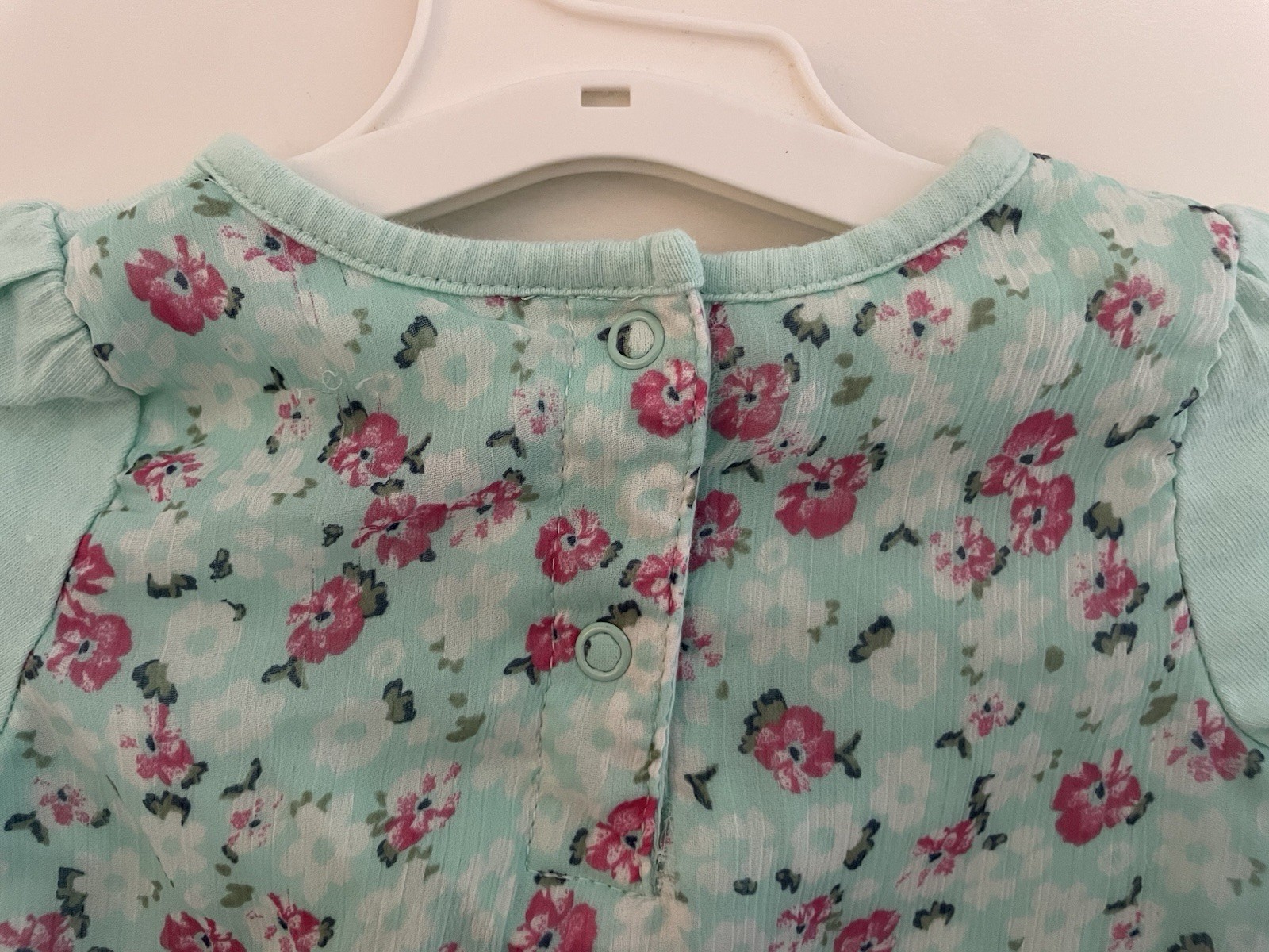Small Wonders Baby Girl Pink Floral Tiered Polyester Long Sleeve Shirt Mint 6/9M image 5