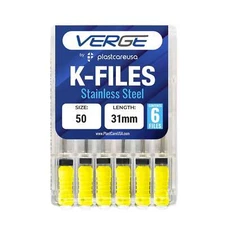 VERGE 31mm Endo K Files, Stainless Steel, #50 Yellow, 6/Pk