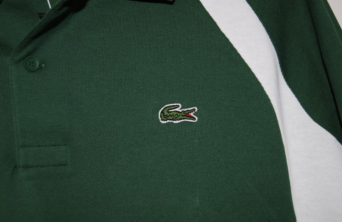 Lacoste Men's Green Colorblock SS Relaxed Fit Piqué Polo