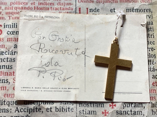 RARE ex-voto Padre Pio's stigmata: for grace received with bronze cross - 1970's - Picture 6 of 8