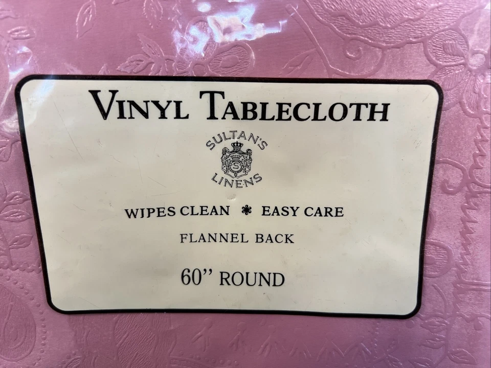 Sultan’s Linens Pink Vinyl Tablecloth 60” Round 4 To 6 People Easy Care - Image 4 of 4