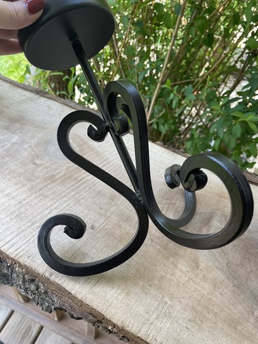 2 Pier 1 Imports Black Wrought Iron Pillar Candleholders 9.5” & 12” Decor - Picture 7 of 9