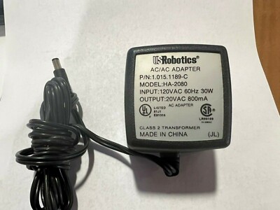 US Robotics External Fax/Modem 20VAC Adapter Power  P/N: 1.015.1189-C HA-2080