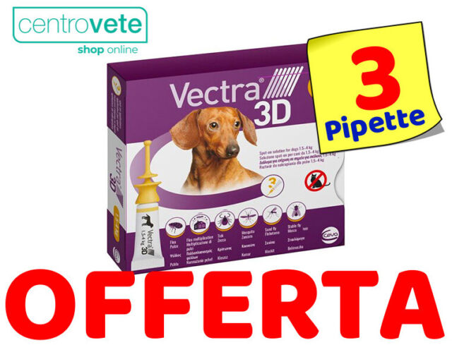 Ceva VECTRA 3D Antiparassitario per cani da 1 5 a 4 Kg → 3 Pipette da 0 8 ml