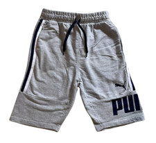 Puma Boys Athletic Shorts Gray Size M 10 12 Logo Side Stripes