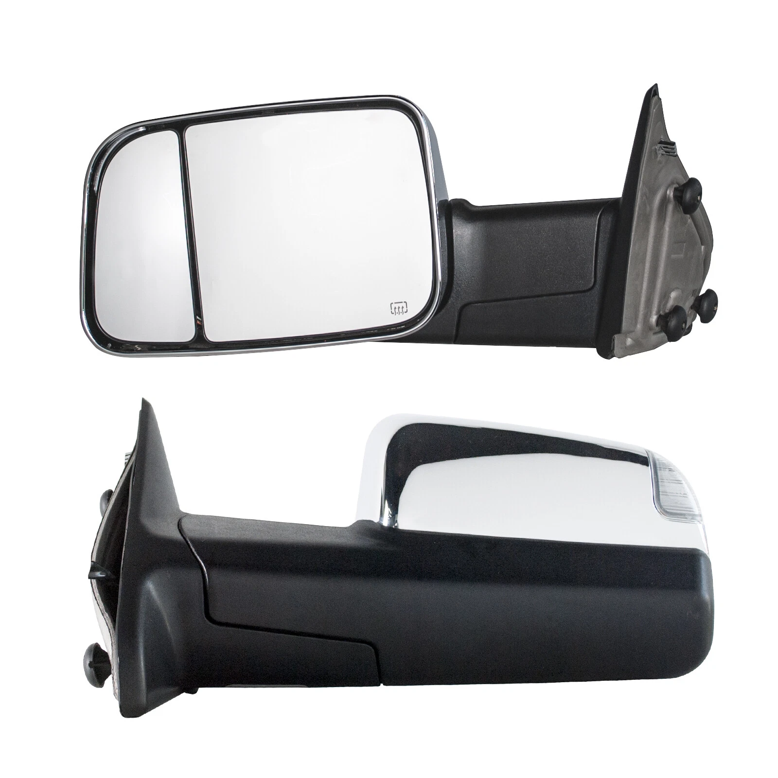 Towing Mirrors For 15-18 Ram 1500 2500 Power Heated Puddle Light Sensor Chrome