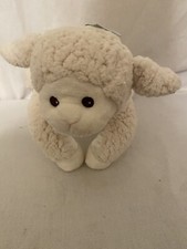 Baby Bearington Lamb White Satin Security Safety Baby Plush Sheep Green Bow Soft