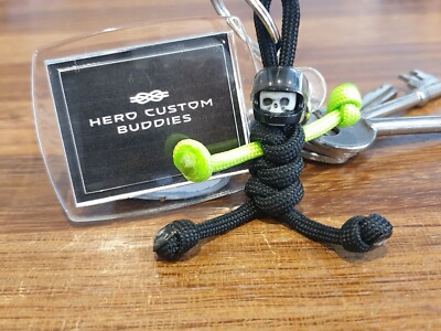 Black Green Skull Motorbike Paracord Keychain Gifts for Bikers