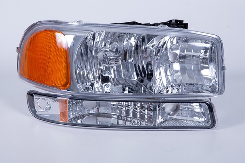 Fit 1999-2006 GMC Sierra 1500 2500 Chrome Headlights+Bumper Signal Lamps 99-06 - Zdjęcie 6 z 15