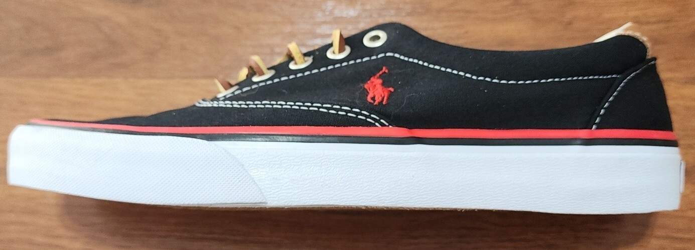 Nuove scarpe polo Ralph Lauren da uomo 9 nere rosse Keaton pony stringate in pelle