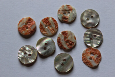 10 Perlmuttknöpfe, Set 2, schimmernd, ca. 15 mm Durchmesser