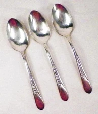 3 Priscilla Silverplate Oval Soup Spoons Rogers International 1941 Lady Ann Nice
